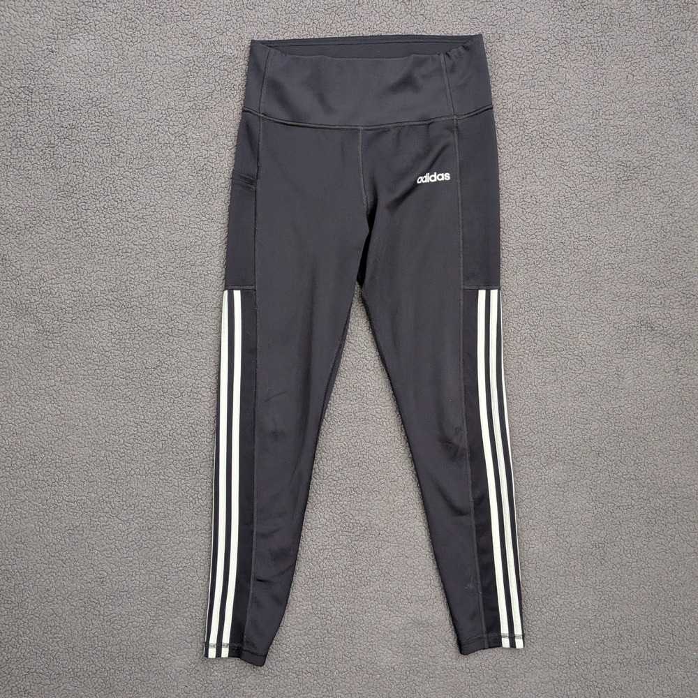 Adidas Climalite Womens Black 3-Stripe High Rise Leggings with Pocket Size M